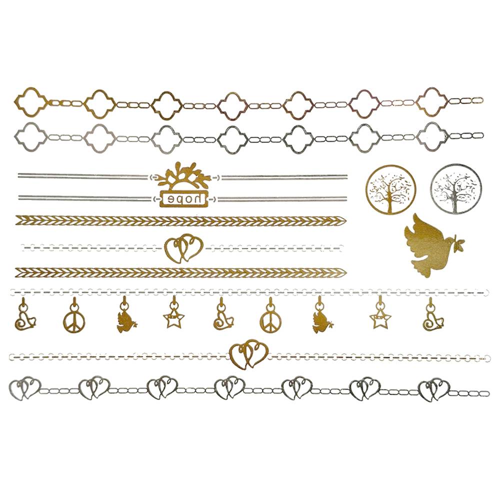 フラッシュタトゥーシール メタリック シャイニング 輝く ボディシール 海 コスプレ 南国 民族風  020