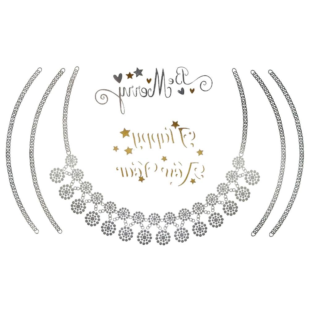 フラッシュタトゥーシール メタリック シャイニング 輝く ボディシール 海 コスプレ 南国 民族風  021