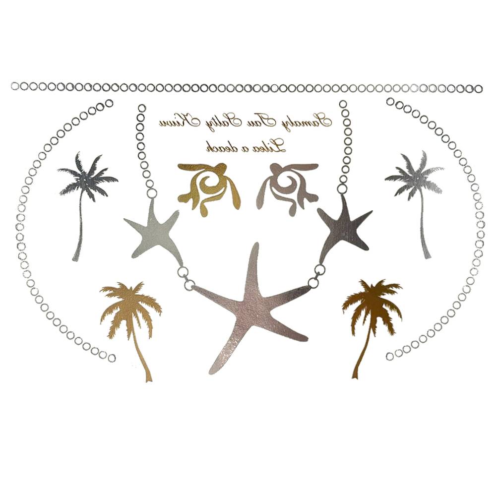 フラッシュタトゥーシール メタリック シャイニング 輝く ボディシール 海 コスプレ 南国 民族風  023