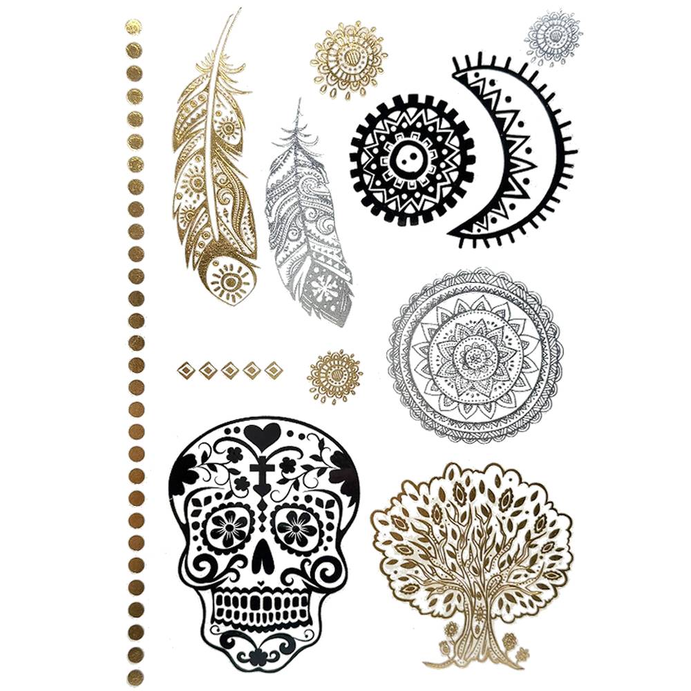 フラッシュタトゥーシール メタリック シャイニング 輝く ボディシール 海 コスプレ 南国 民族風  025