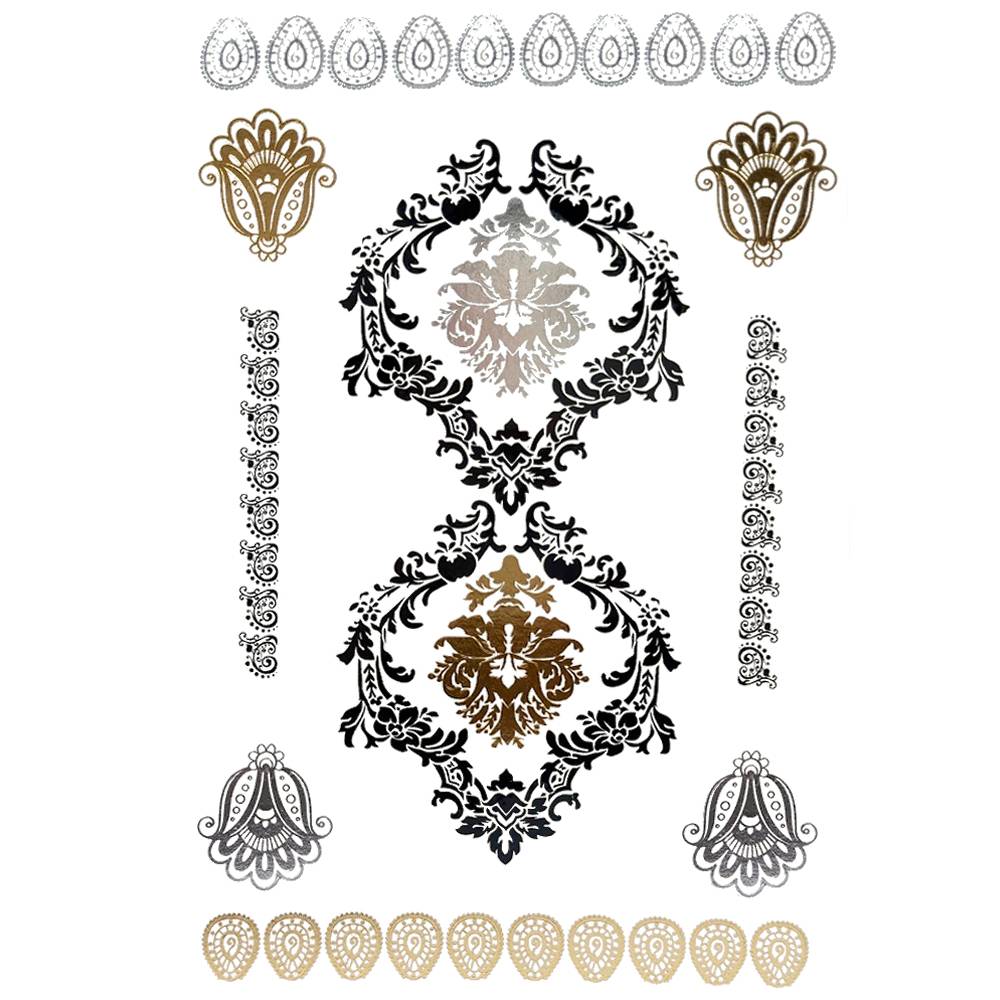 フラッシュタトゥーシール メタリック シャイニング 輝く ボディシール 海 コスプレ 南国 民族風  028