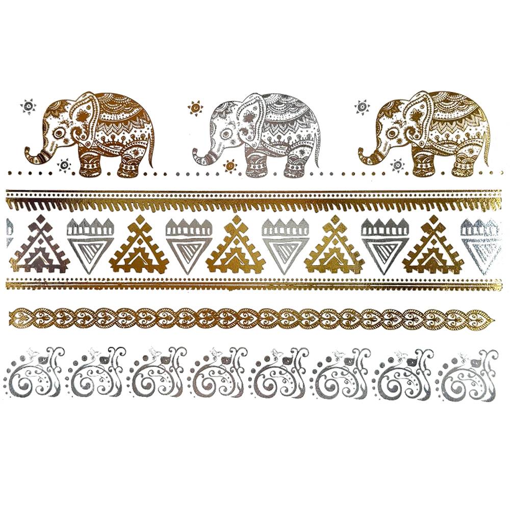 フラッシュタトゥーシール メタリック シャイニング 輝く ボディシール 海 コスプレ 南国 民族風  031