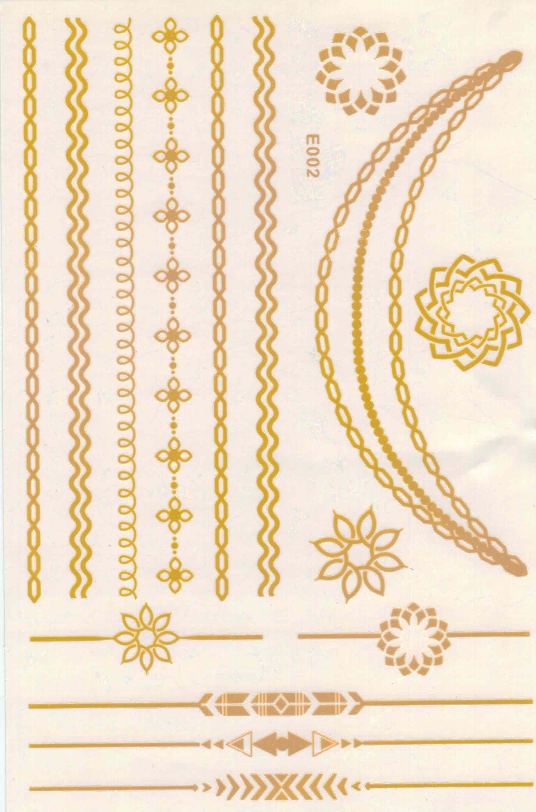 タトゥーシール アクセサリー シャイニーメタリック ボディシール 海 夏 入れ墨 刺青  E002｜E002 - 画像2