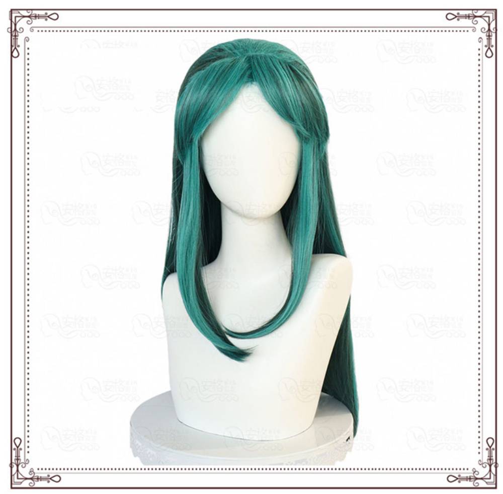 ロング ウィッグ エメラルドグリーン コスプレ 耐熱 かつら ストレート アニメ風 カラフル フルウィッグ 