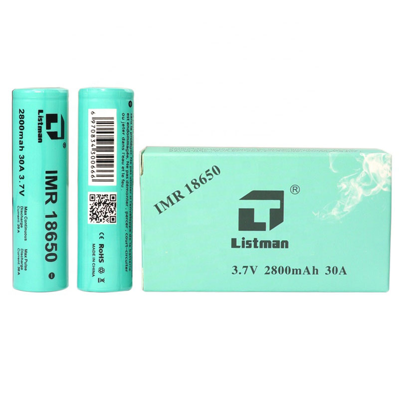 リストマン Listman IMR 18650 2800mAh 30A フラットトップ リチウムイオン