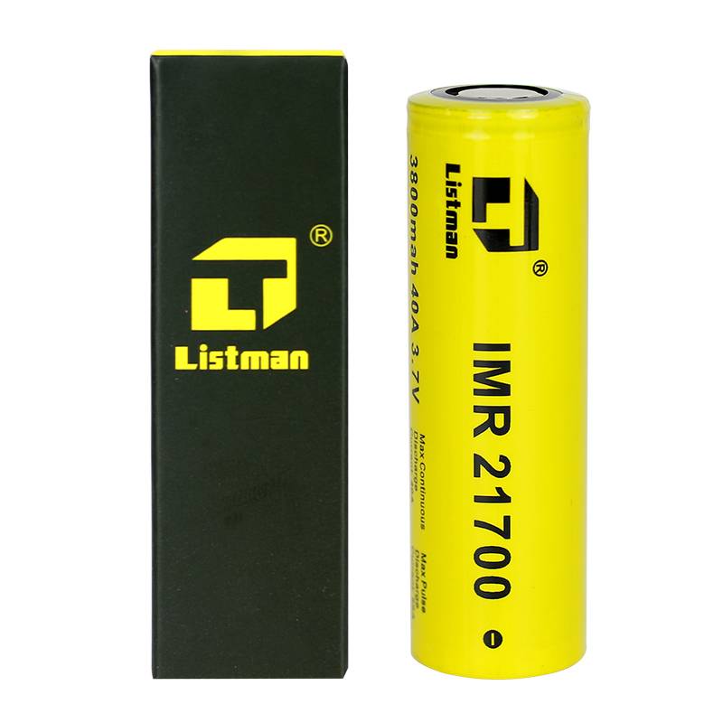 バッテリー リチウムイオン Listman 21700 リストマン IMR 3800mAh 2個