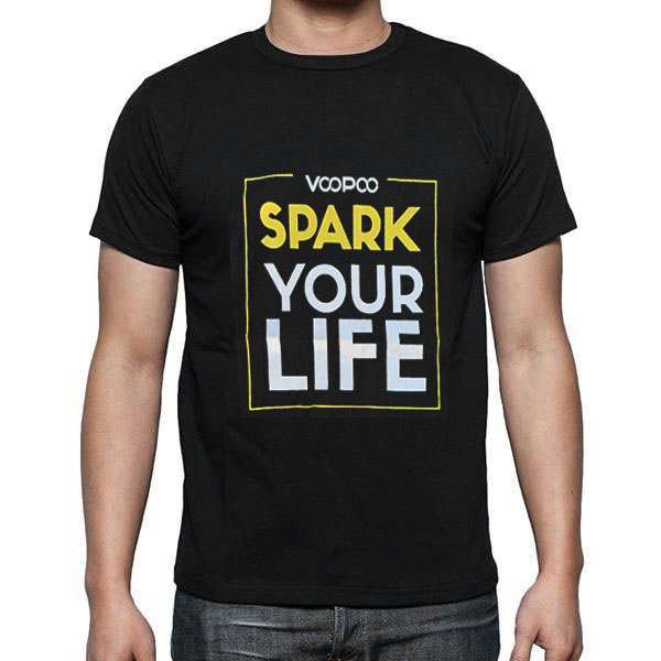 ブープー Voopooカジュアル Tシャツ vape T-Shirt メンズ SPARK YOUR LIFE ブラックL