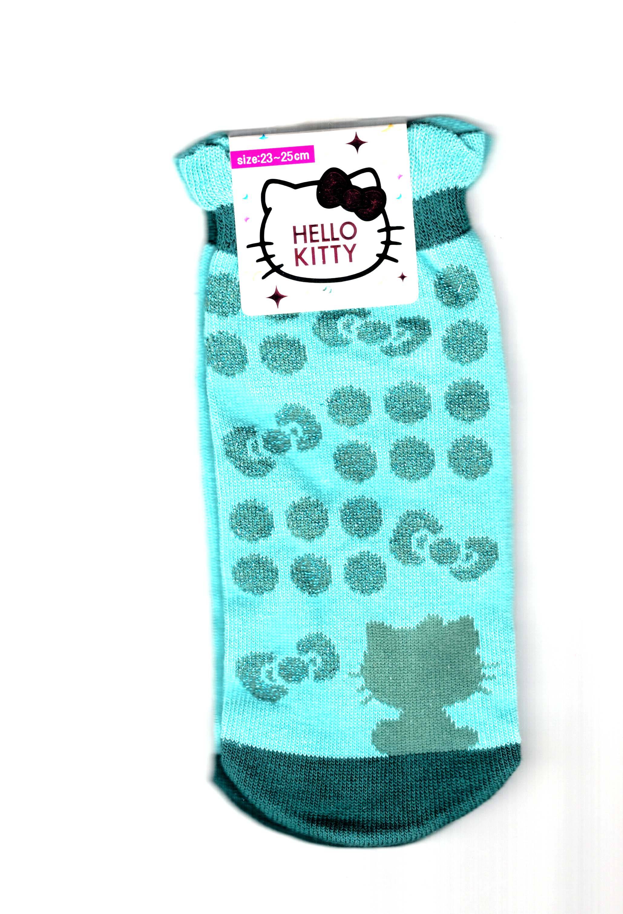 ハローキティ　子供用靴下　エメラルドリボン柄ソックス　サンリオ　キャラクターソックス