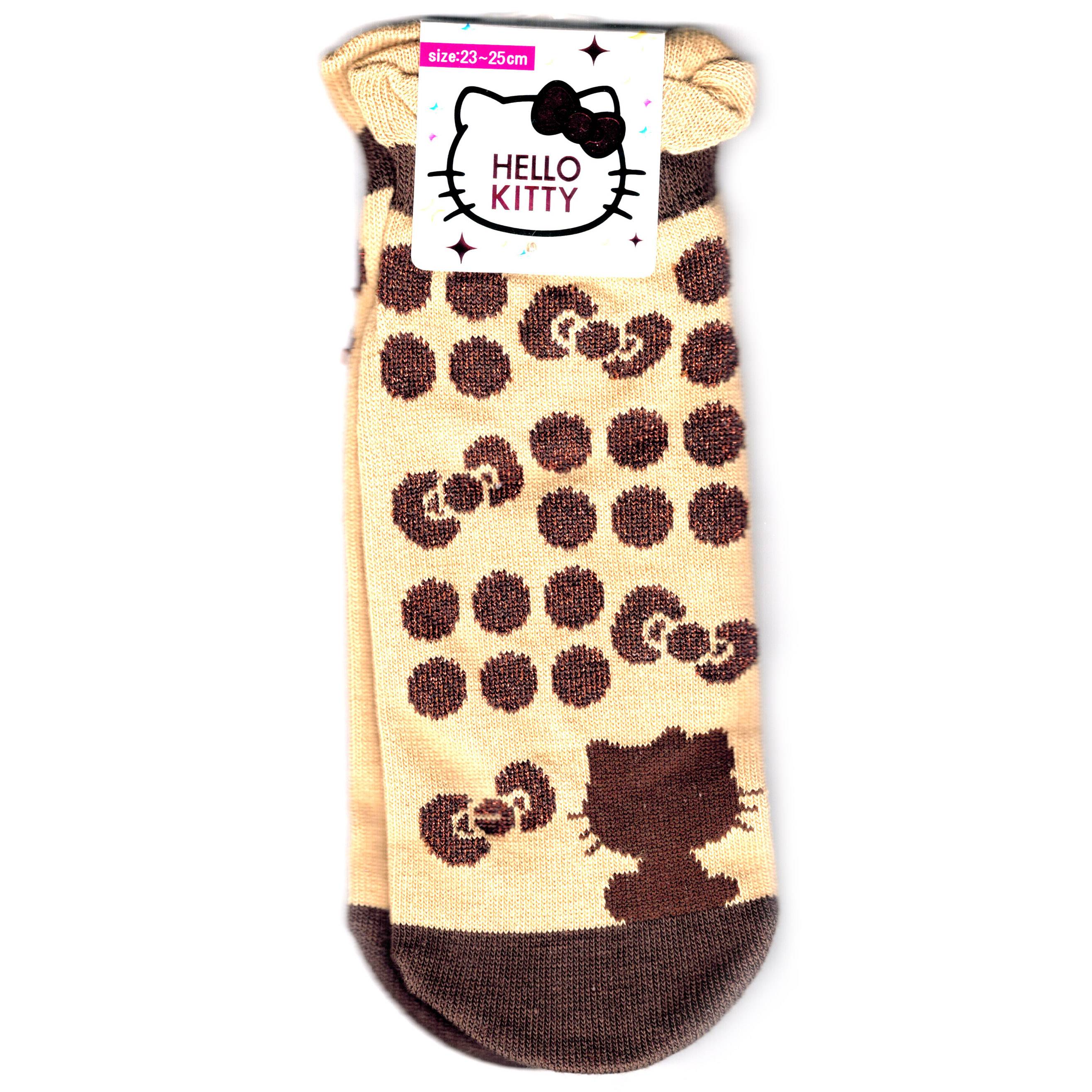 ハローキティ 靴下 女性用 レディース サンリオ キャラクター グッズ おしゃれ かわいい 23〜25cm ブラウンリボン ソックス - 画像1