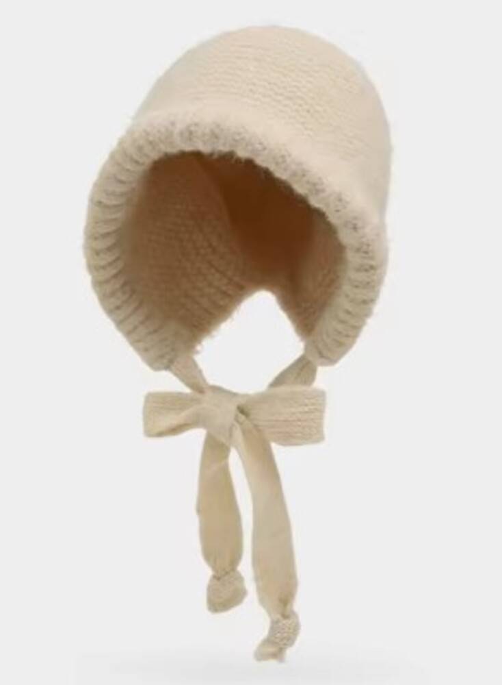 かわいい 女性 帽子 ストラップ付 もこもこ ファッショナブル   ダークブラウン