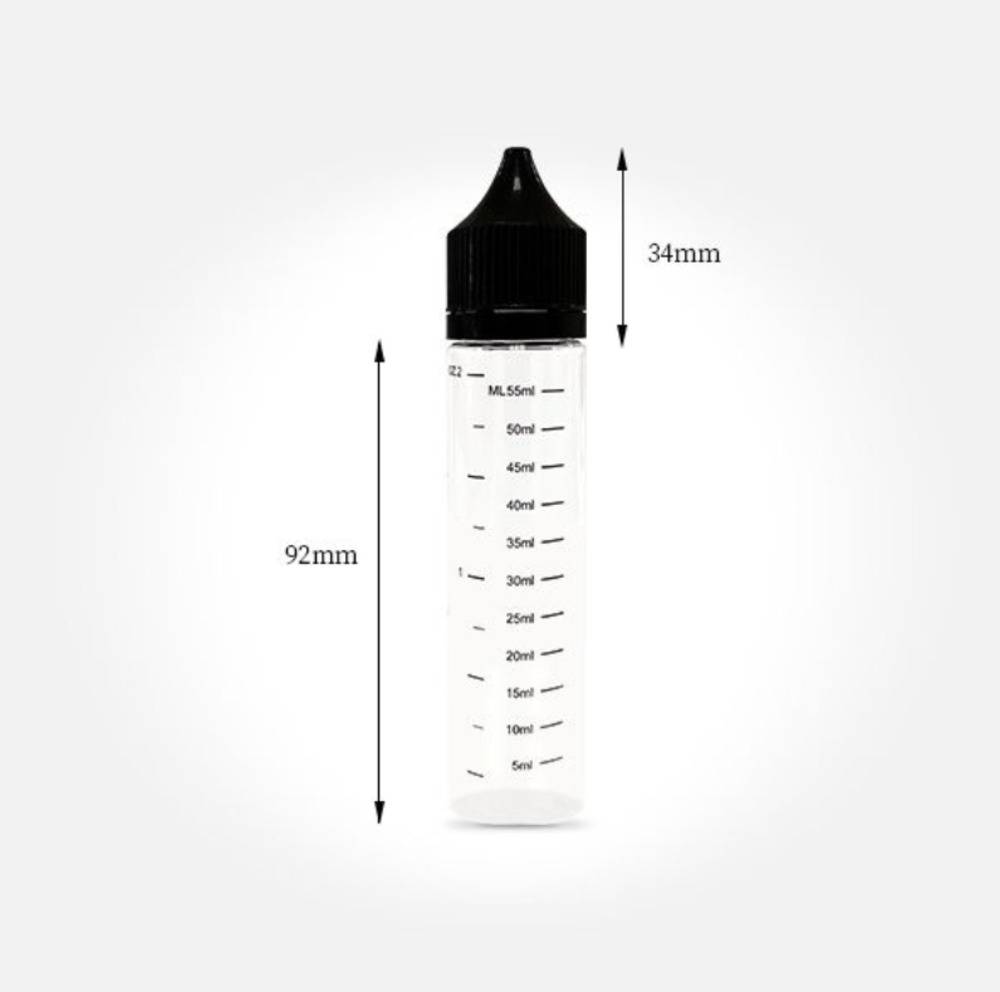 メモリ付き ユニコーンボトル 60ml 3本 自作 DIY キャップ 中蓋付き VAPE リキッド 