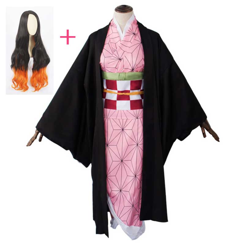 鬼滅の刃 竈門 禰豆子 衣装 ウィッグ セット ねずこ 和服 コスプレ 仮装 ハロウィン 演出 パーティー - 画像1