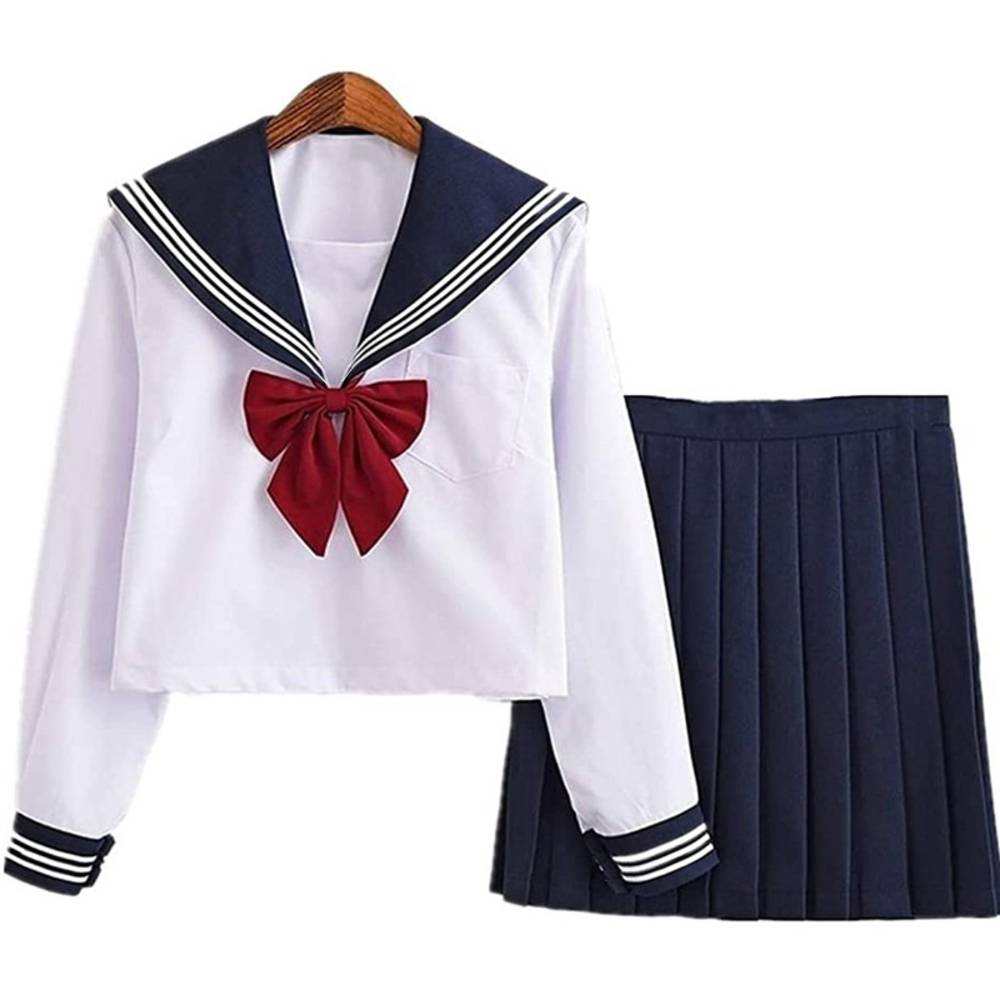 Halloween Sailor Uniform Long Sleeve Navy 4-Piece Set Cosplay School Uniform JK｜M /think