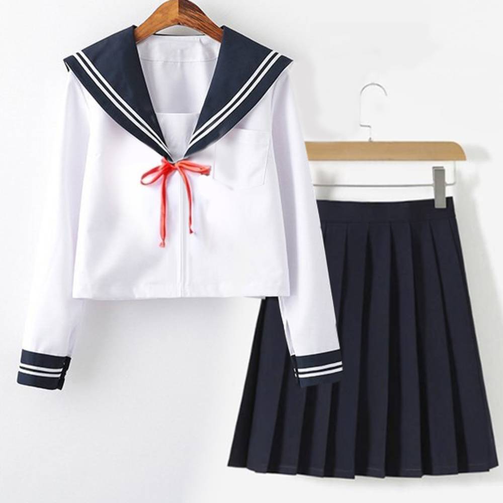 セーラー服 長袖 4点セット ハロウィン コスプレ Jk 制服 学生服 女子高生 紺色 イベント M｜M - 画像2