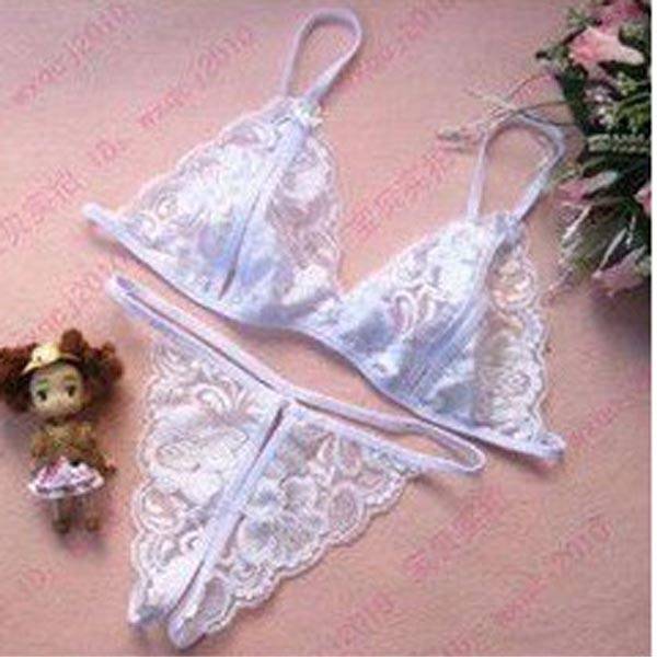 セクシー下着 レディース 穴あきレースブラ ショーツ セット ひもパンツ オープンクロッチ 0122