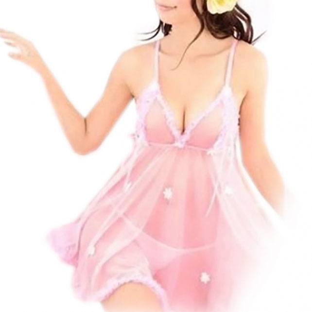 セクシー下着 シースルー フリル ミニワンピースセット 1009