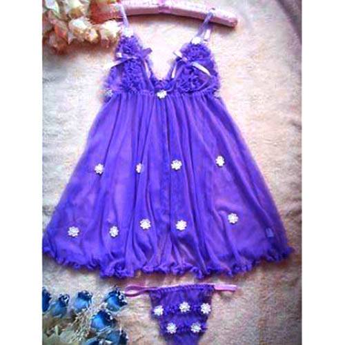 セクシー下着 ベビードール レース フラワー付き ワンピースセット 1013 