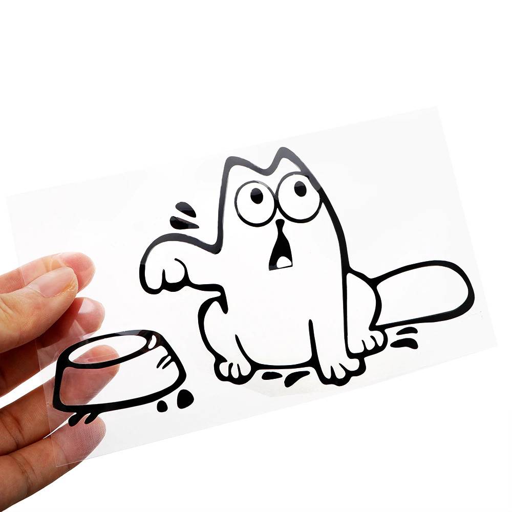 Car Sticker Car Sticker Hunger Simon Cat Bowl Fuel Tank Cap Cover Sticker Black｜Black - 画像2
