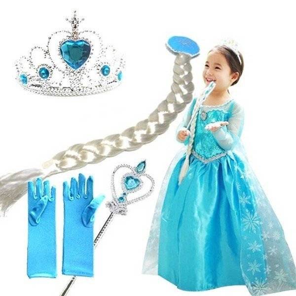 Frozen Anna and Elsa Dress Cosplay Costume for Kids, 5-Piece Set, Halloween Costume｜Size 120 - 画像2