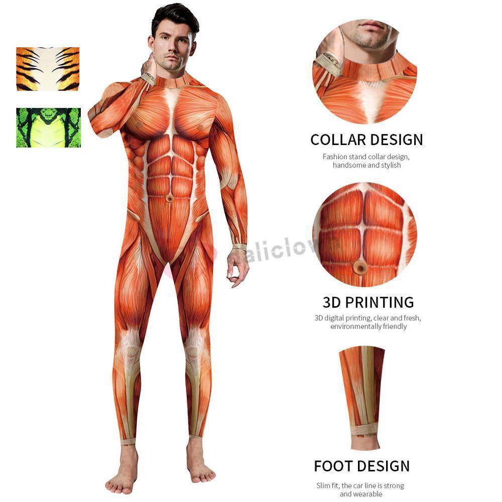 Full body tights, muscle suit, men's, funny, manga, Halloween costume, cosplay, giant, Attack on Titan, L｜No think - 画像2