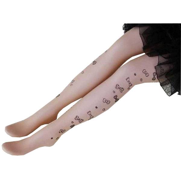 タトゥーストッキング リボンライン入り フェイクタトゥー 美脚  柄タイツ 地雷系 病み系 ファッション 