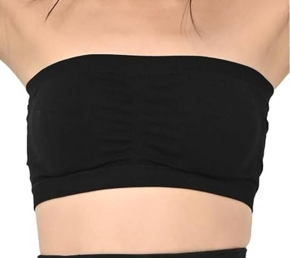  ブラジャー カップ付き ノンワイヤー 紐なし インナー リラックス 下着 ナイトブラ ブラックXL