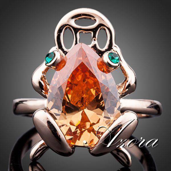 ジルコニア リング カエル 指輪 レディース ローズゴールド ファッション  直径16.5mm｜直径16.5mm