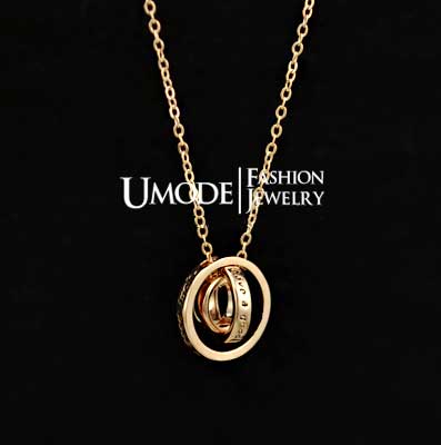 ローズゴールド 18K メッキ ネックレス ペンダント 三重リング  16ｍｍ｜16ｍｍ