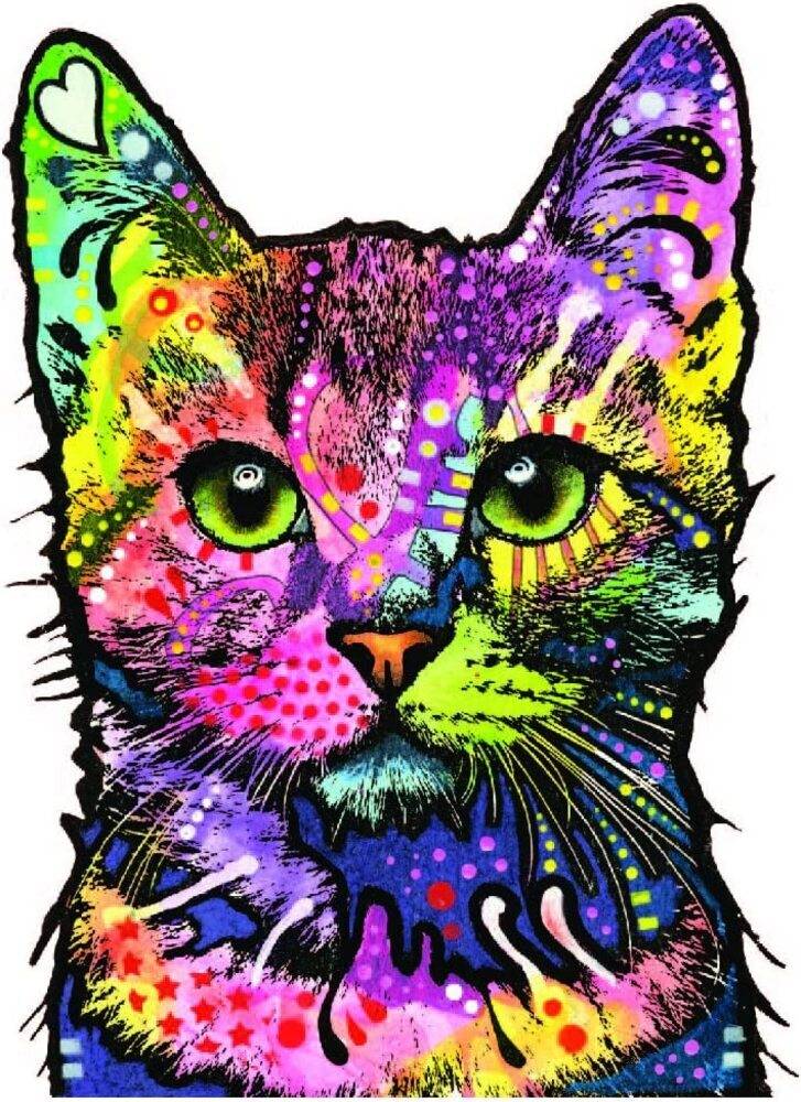 ディーン ルッソ 猫 キャット カー ステッカー 2枚セット デカール シール 車 PC 虹色 リアウィン 