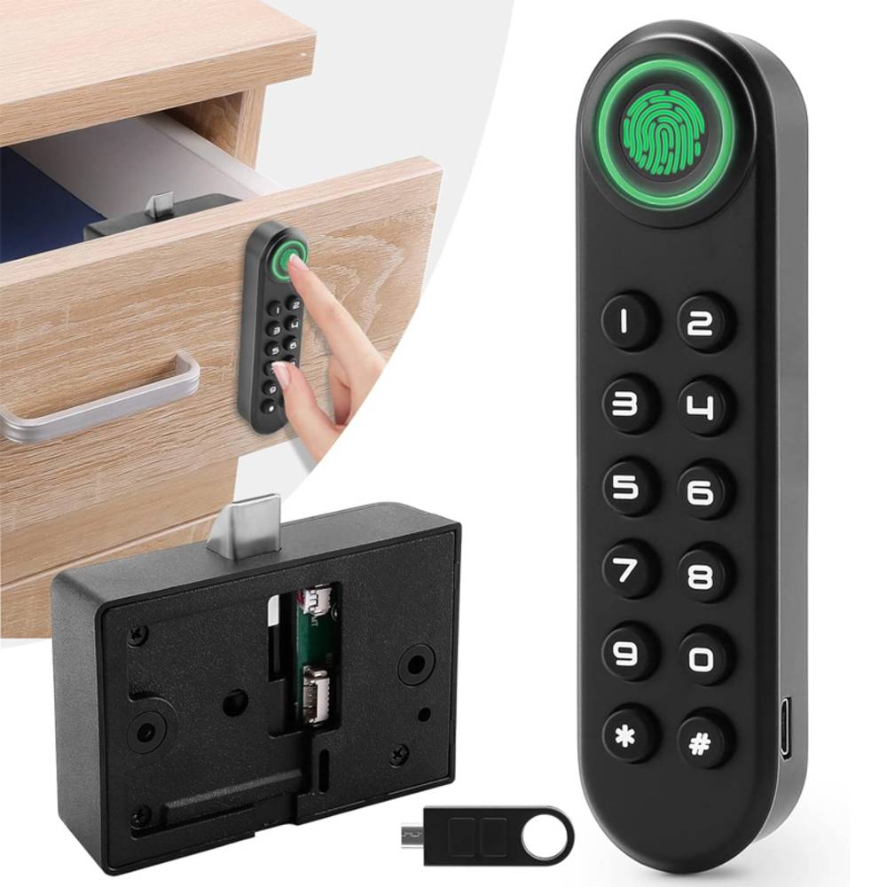 指紋認証 引き出し 鍵 後付け 指紋認証 セキュリティ USBキー タンス スマートロック 防犯 安全 家具