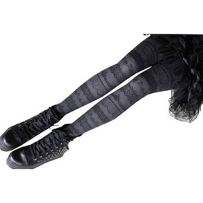 柄タイツ レース模様 美脚 地雷系 病み系 ファッション ZM-067 ゴスロリ タイツ ストッキング